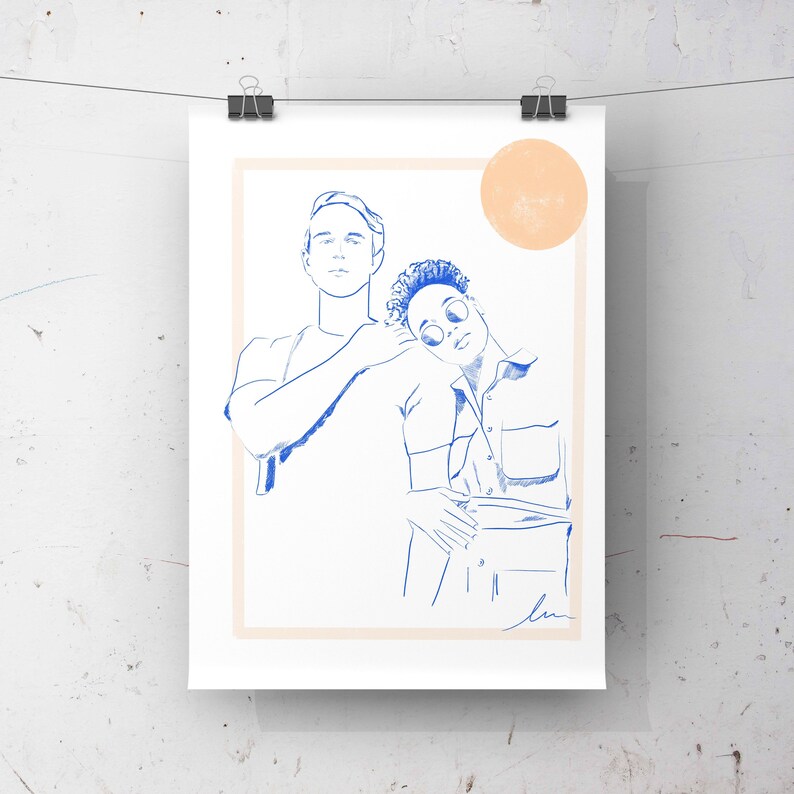 Abstract Black And White Sketch Line Art MODERN SKETCH Portrait From Photo Custom Line Drawing Couples Gift Idea Modern custom portrait