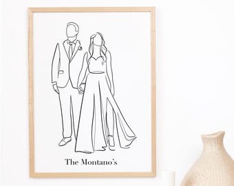 Custom Couple Line Art Portrait • Minimalist Hand-Drawn Drawing (Digital Download)