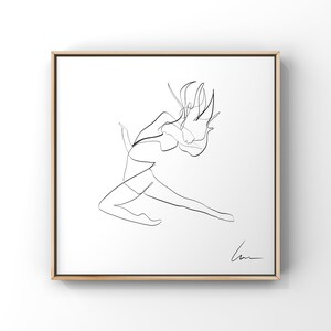 Dancing Woman Line Art Print: Minimalist Black and White (Digital Download)
