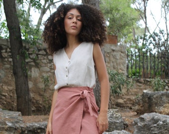 Wrap Skirt //Skirt FLORIDA // Linen skirt with slit //