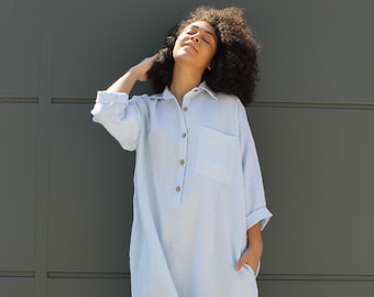 Linen dress//Linen dress ANGELICA // maternity Linen dress// loose Linen dress //Long linen shirt//Tunic dress//