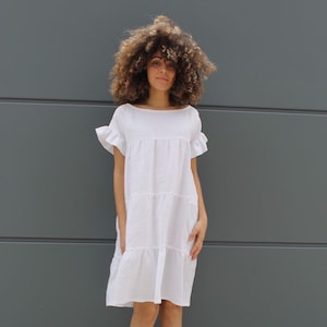 Vestido de linho, roupas de linho, vestido de linho NENUFAR, vestido de linho solto, roupas ecológicas, roupas éticas