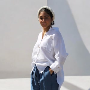 women&#39;s linen shirt, shirt, oversized linen shirt,