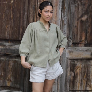 Cotton muslin blouse. peasant blouse. Aura shirt image 7