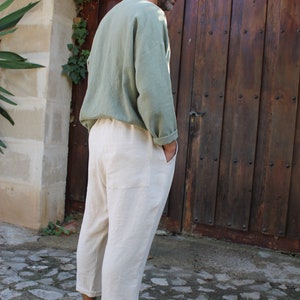Pantalones de lino para hombre, pantalones de lino de hombre holgados//pantalones de lino de hombre Leopold//pantalones slouchy image 5