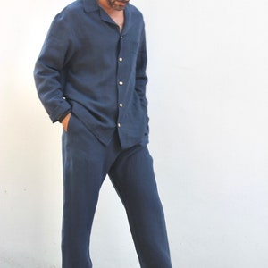 Men’s linen pajamas set/Men’s Linen pyjama/Dallas Linen Men pajama . Men's linen pajamas with your name. monogram pajamas.