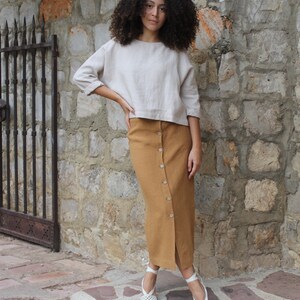 Crop top HANAN//lino Crop top //Crop top manga larga//minimalista Crop top image 7