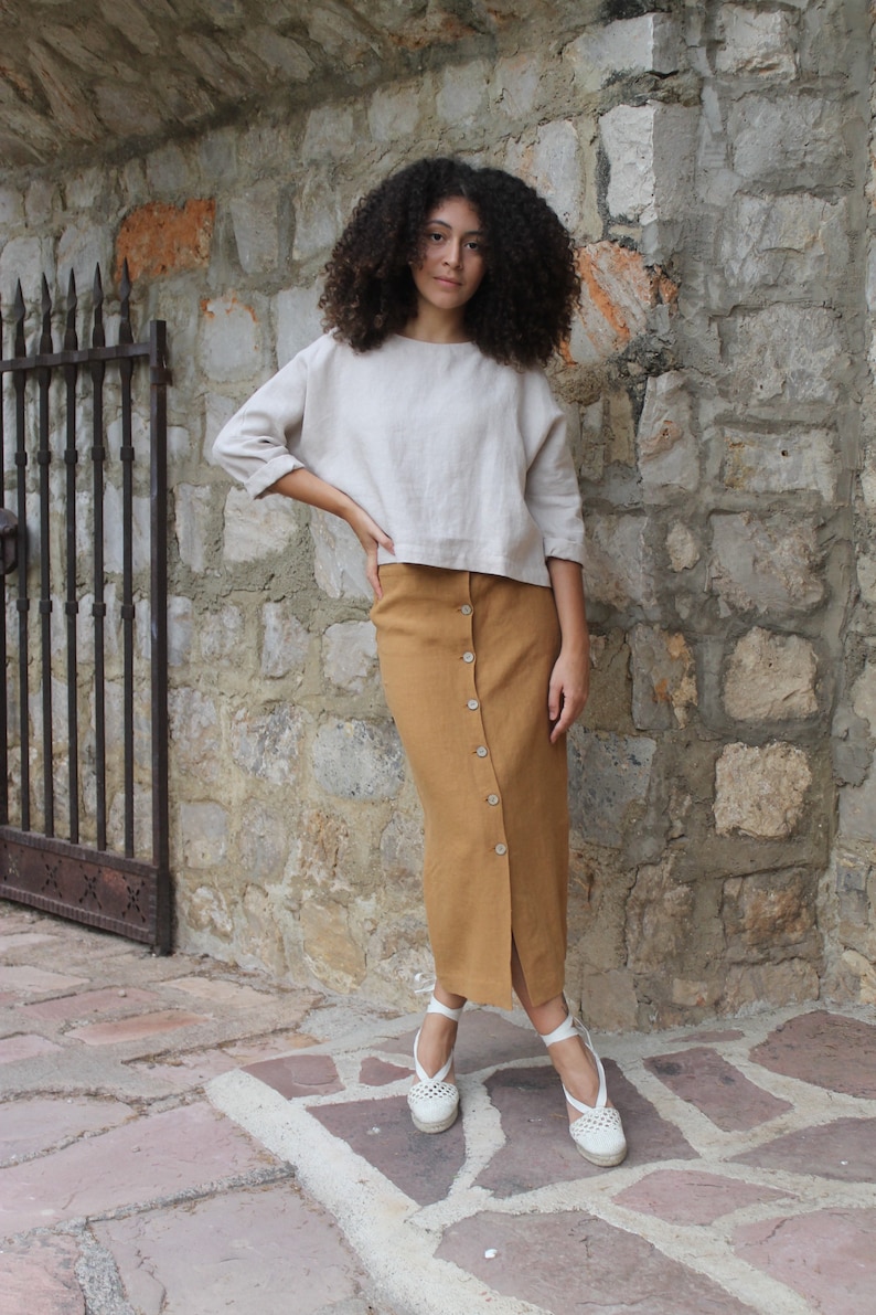 Crop top HANAN//lino Crop top //Crop top manga larga//minimalista Crop top image 7