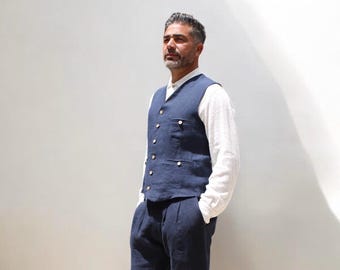 Ensemble gilet et pantalon en lin pour homme, gilet Harry pour homme, costume de mariage pour homme.