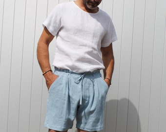Shorts de lino para hombre, baggy shorts para hombre