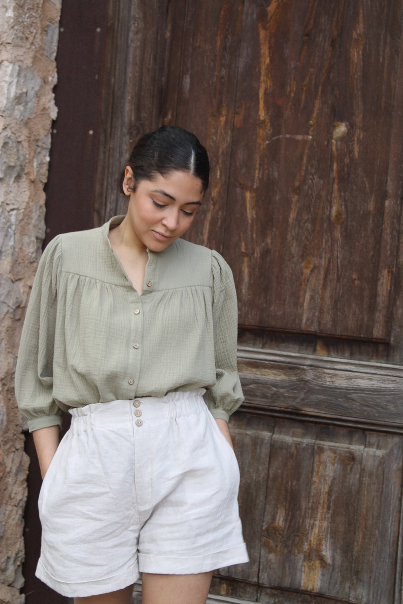 Cotton muslin blouse. peasant blouse. Aura shirt image 3