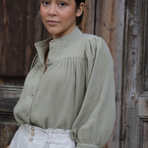 Cotton muslin blouse. peasant blouse. Aura shirt image 1