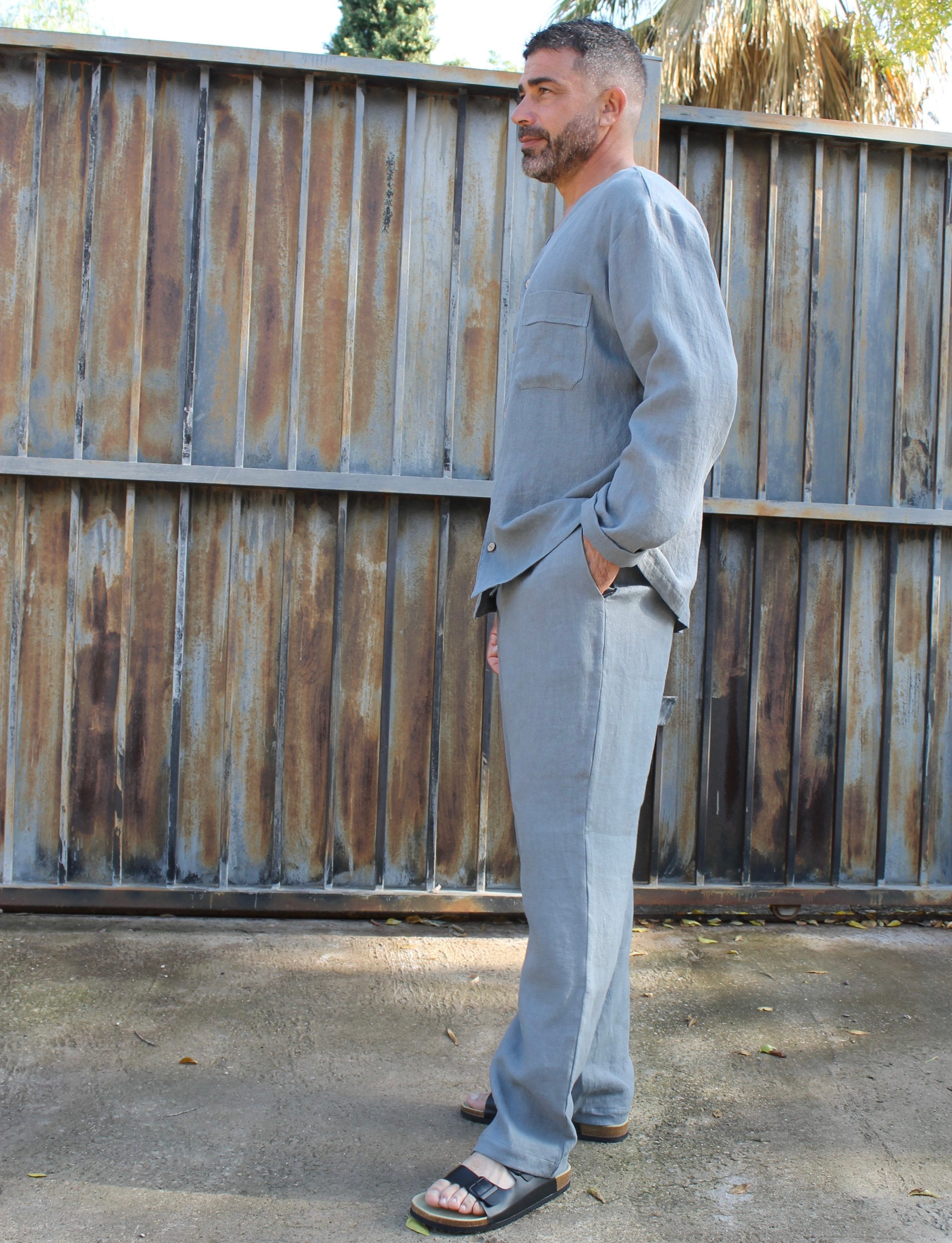 Mens Linen Pajamas Set/mens Pajama Linen Pants/dover Linen Etsy