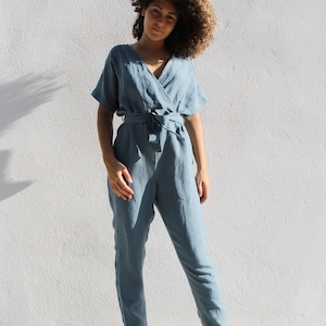 Linen Jumpsuit Moloko/blue Jumpsuit/summer Jumpsuit - Etsy