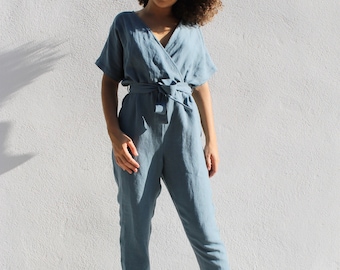 Linen jumpsuit  MOLOKO/blue jumpsuit/summer jumpsuit