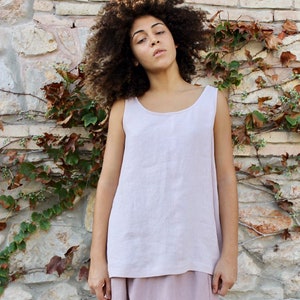 LOOSE LINEN tank top/Basic linen blouse/Linen tank top LAVANDA