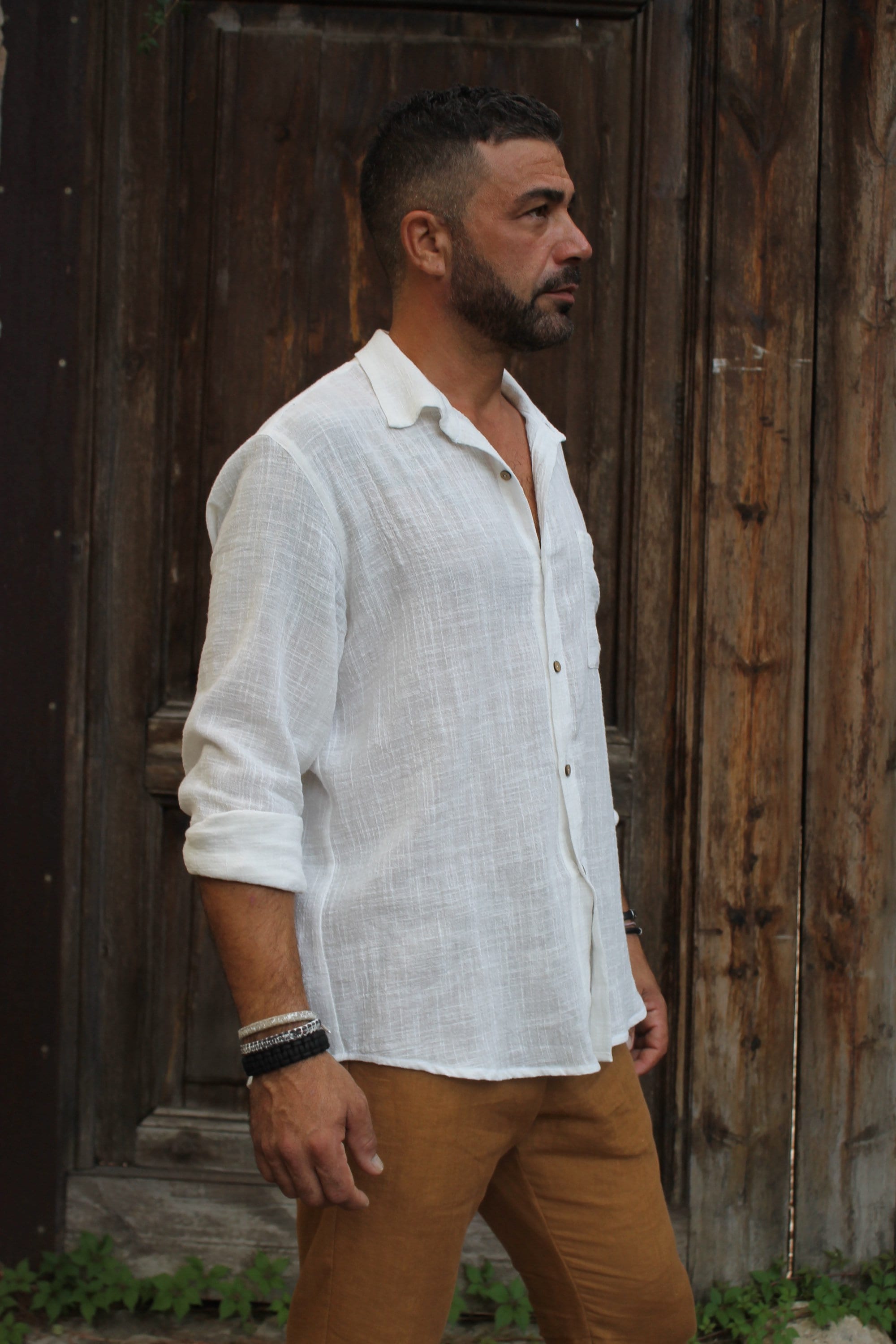 Camisa Lino Hombre Camisa Saona Camisa Hombre Boho / - Etsy