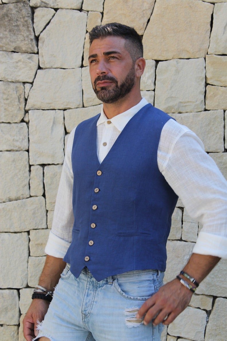 Gilet da uomo in lino / Gilet in lino Toronto / Gilet da uomo | Etsy Italia