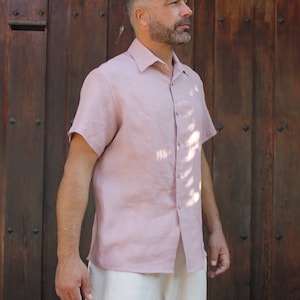 Oxford men’s linen shirt / Basic men’s linen shirt / Galdana men’s linen shirt / Men’s washed linen shirt / Men’s linen shirt for weddings.