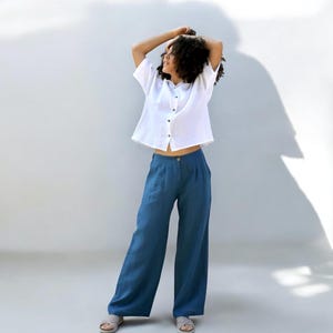 Palazzo linen pants ,Linen pants DOMINIQUE ,Loose Linen pant //Linen culottes, Linen pants for women.