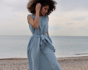 Linen  dress Sandalo , sleeveless dress, loose dress