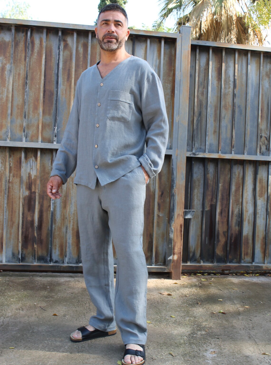 Mens Linen Pajamas Set/mens Pajama Linen Pants/dover Linen Etsy