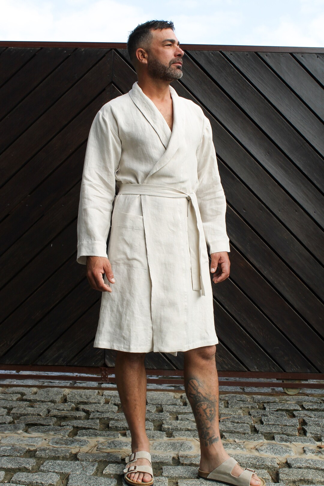 Men's Linen Robemens Linen Bathrobemens Linen Robe Etsy