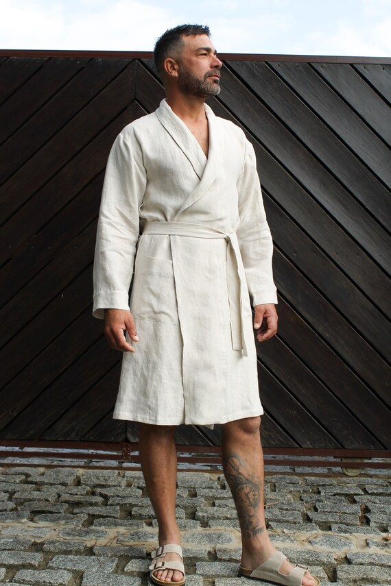 Peignoir homme lin sale