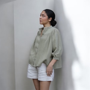 Cotton muslin blouse. peasant blouse. Aura shirt