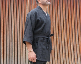 Ready to ship.Men's linen kimono, men's robe.men's linen cardigan