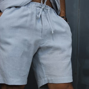Men's Linen Pajama Set: Organic European  linen Sleepwear, Monogram Option