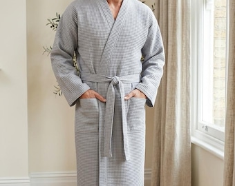 Personalized Waffle Cotton Robe: Mens Samurai Style
