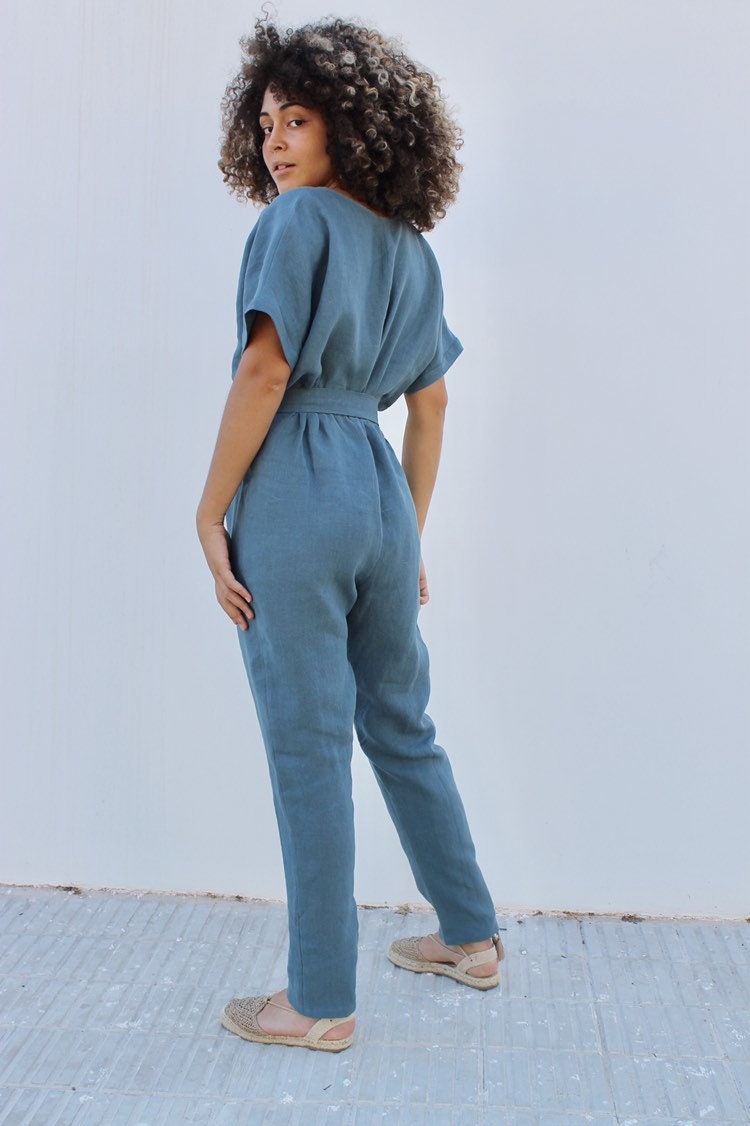 Linen Jumpsuit Moloko/blue Jumpsuit/summer Jumpsuit - Etsy
