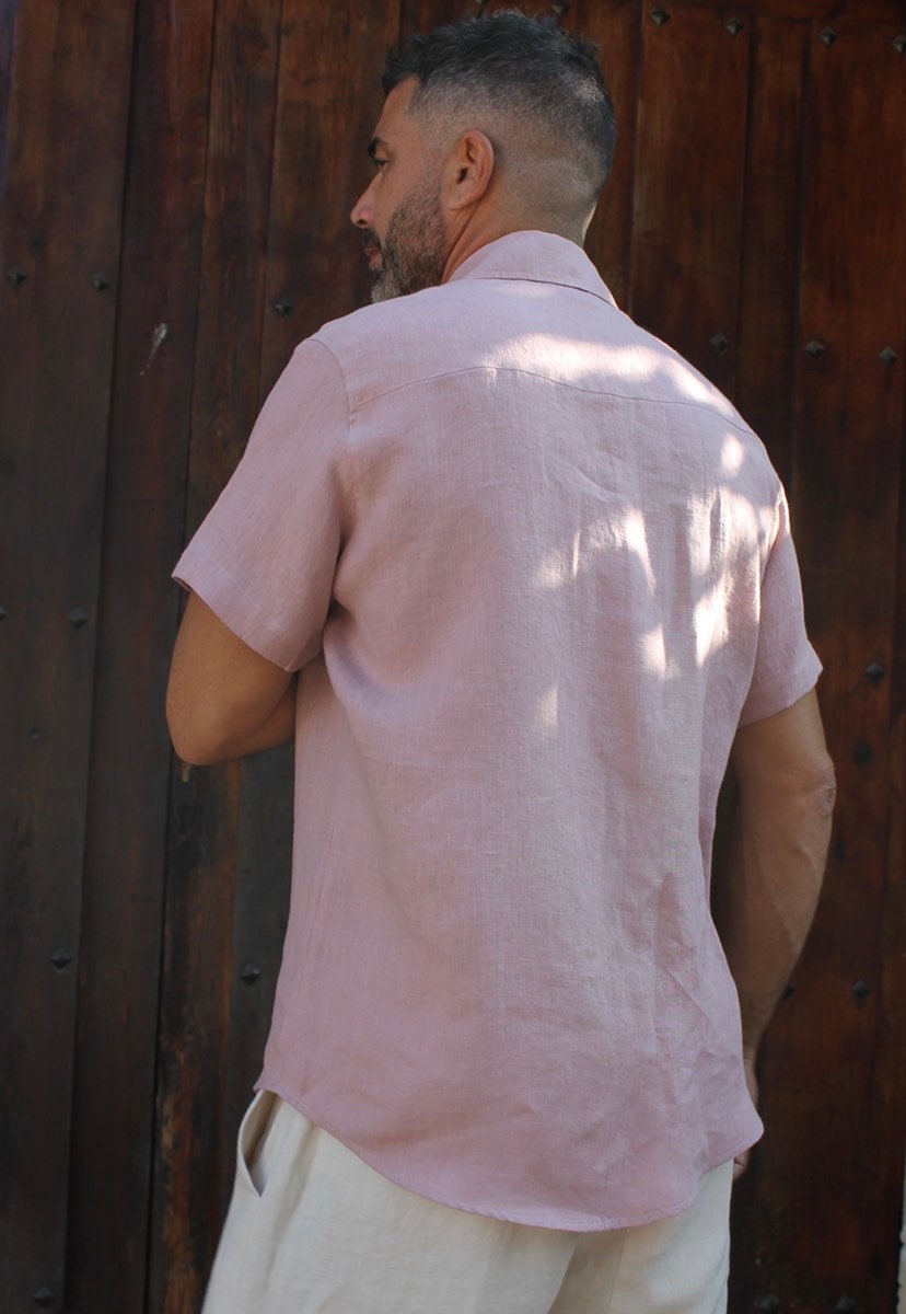 GASA ガサ　linen best Oxford Men's Linen Shirt / Basic Men's Linen Shirt / Galdana