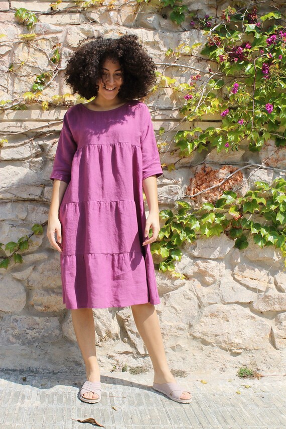 brown linen dress with sleeves Anna Wrap Linen Dress – ECOFORIA