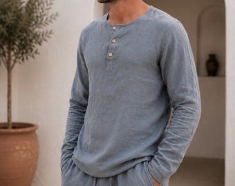 Linen Shirt and Pants Set: Men's Casual Linen Suit