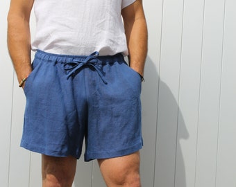 Prêt à expédier.Pantalones cortos de lino para hombre, short en lin pour hommes Piero .