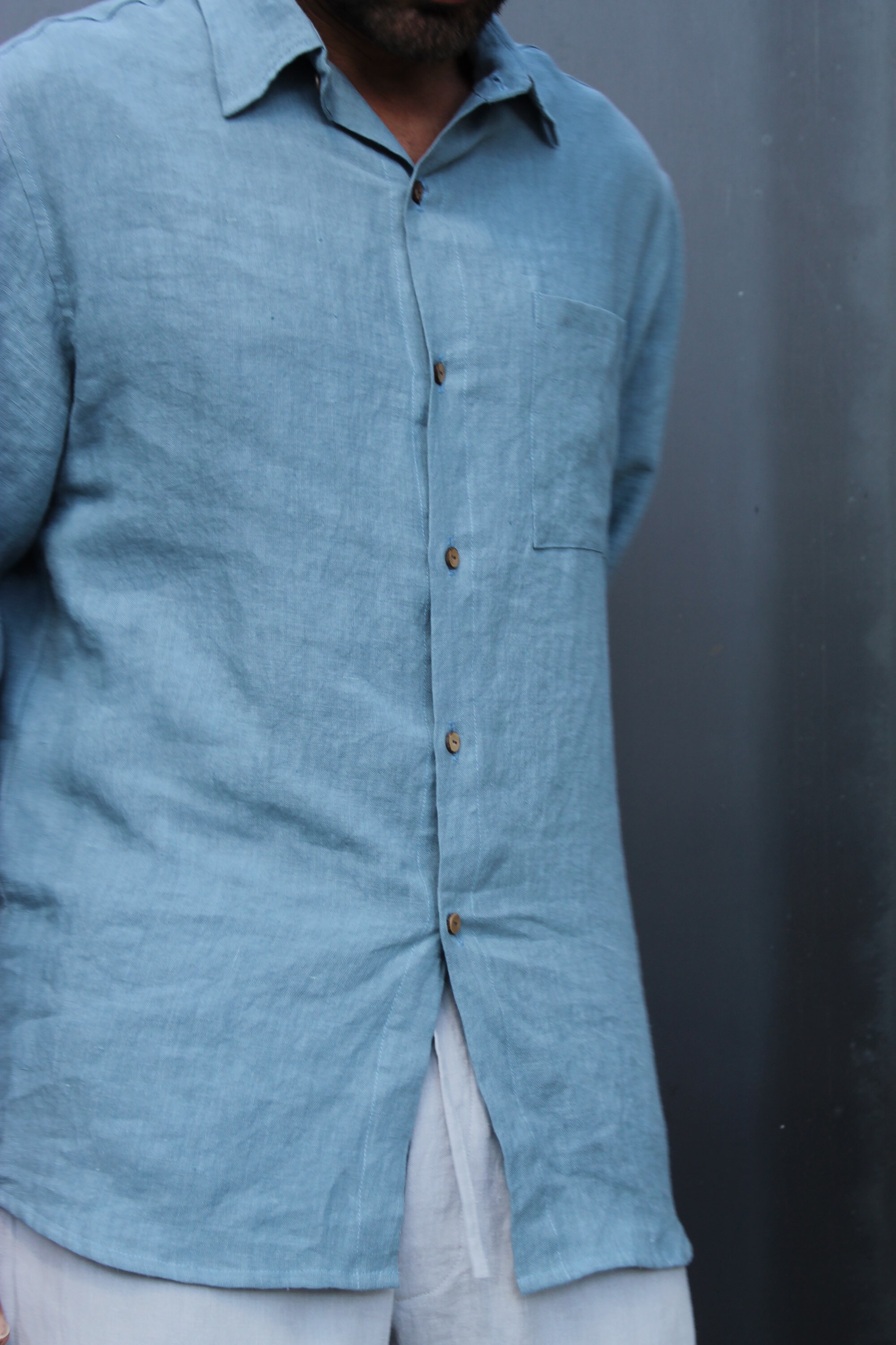 Oxford Mens Linen Shirt / Basic Mens Linen Shirt / Galdana - Etsy