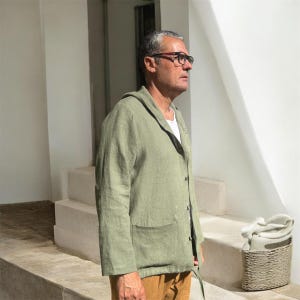 Sudadera con capucha de lino para hombre, sudadera con capucha Davide Men, ropa de lino para hombre.