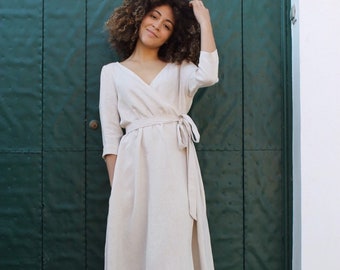 Ready to ship /LINEN DRESS/linen clothing/Linen dress COCO /maternity linen dress/ washed linen dress/linen dress ivory/linen dresses.