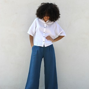 Palazzo linen pants ,Linen pants DOMINIQUE ,Loose Linen pant //Linen culottes, Linen pants for women.