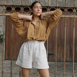 Linen shorts for women, Women&#39;s linen shorts,Beatrisa shorts, Women&#39;s Loose Shorts