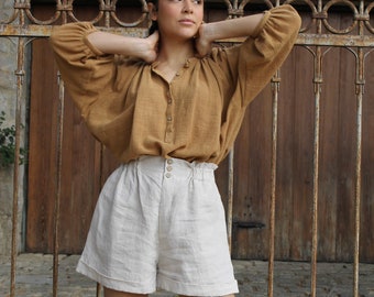 Linen shorts for women, Women's linen shorts,Beatrisa shorts, Women's Loose Shorts