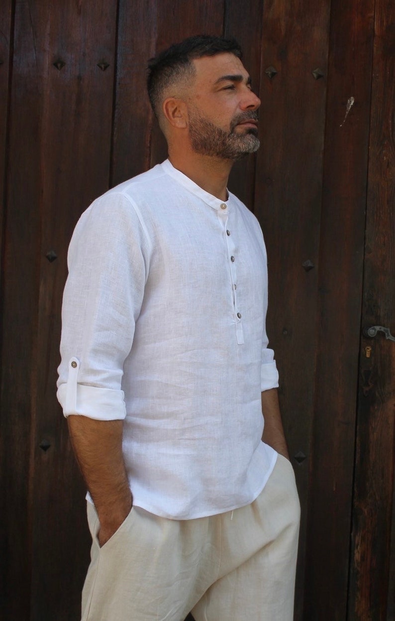 Men's Linen Shirt . White Linen Shirt for Men . Linen Etsy