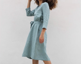 Linen dress,Linen dress formentera , slow fashion .