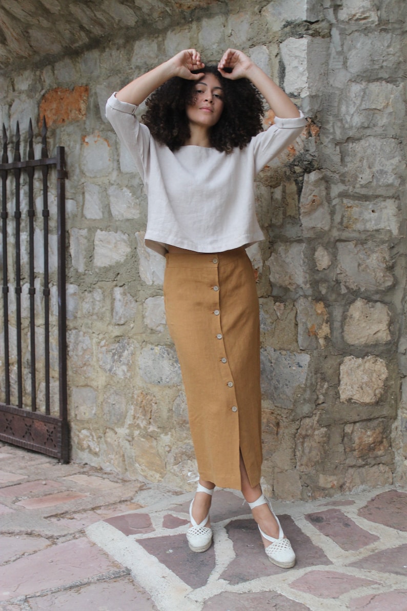 Crop top HANAN//lino Crop top //Crop top manga larga//minimalista Crop top image 6