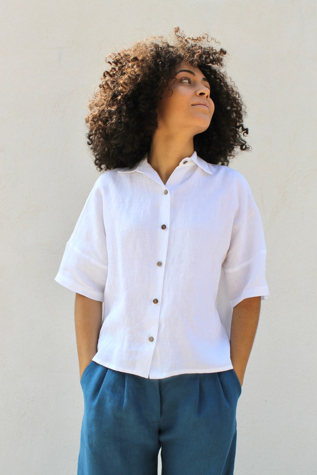 Linen Crop Shirt Handmade European Linen, Coconut Buttons Etsy — free download