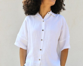 Linen shirt //Linen shirt Lilly//Crop linen shirt//Linen Shirt for women//
