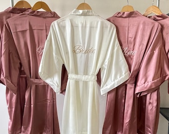 Blush Pink Brautjungfer immer bereit Seide Kimono Roben für Brautparty, personalisierte Plus Größe Braut & Brautjungfer Roben für Hochzeitstag
