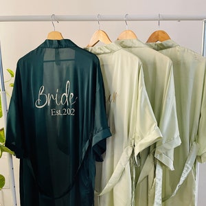 Emerald silk robe, Sage green robe, Be my bridesmaid, Satin Robes, Personalized Robes, Bridal Party Robes, Bridesmaid Robes, Bride Robe